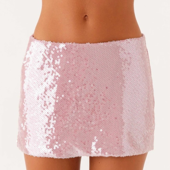 Peppermayo Made For You Low Rise Sequin Mini Skirt - Pink - Picture 1 of 7